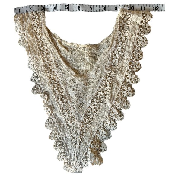 Antique French Net Lace Collar with Crochet Victorian Style Dark Cream - Picture 13 of 16